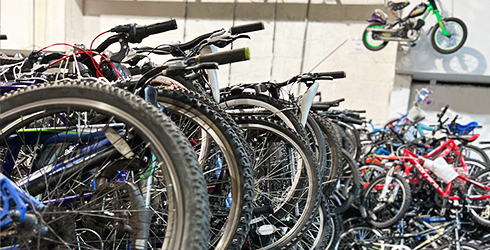 Bicycle Drop Off
Bikes in Re-Cycle Warehouse