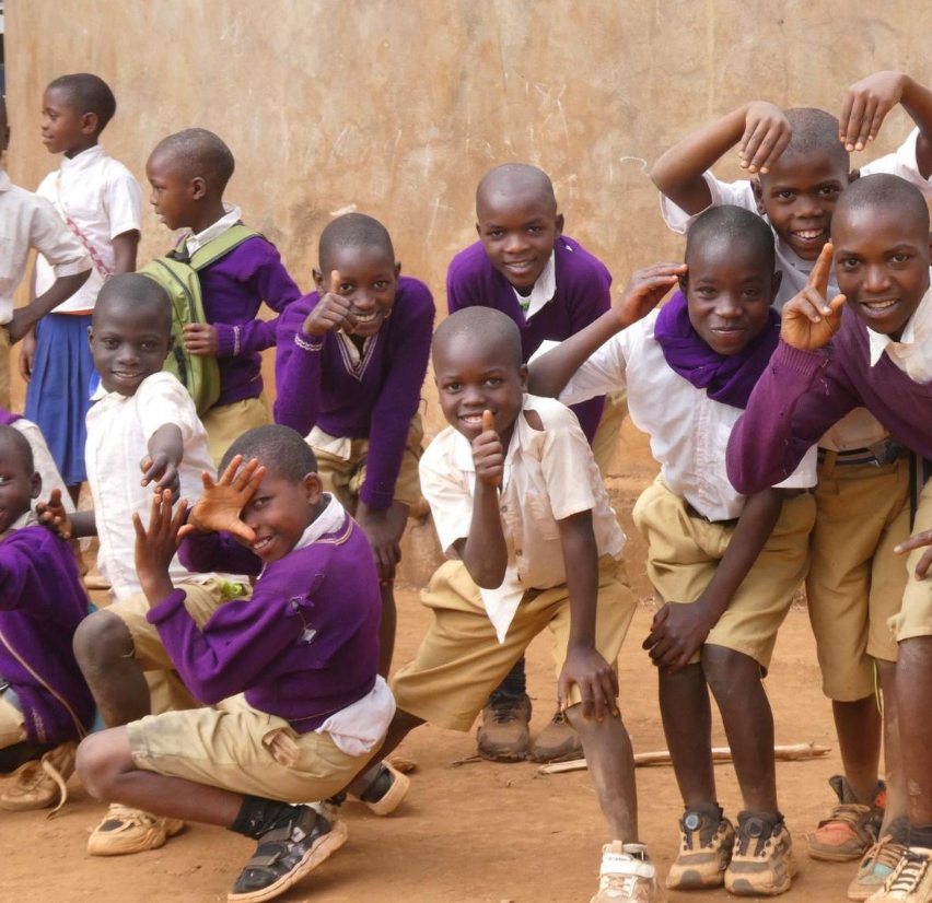 school children playing in tanzania rural africa