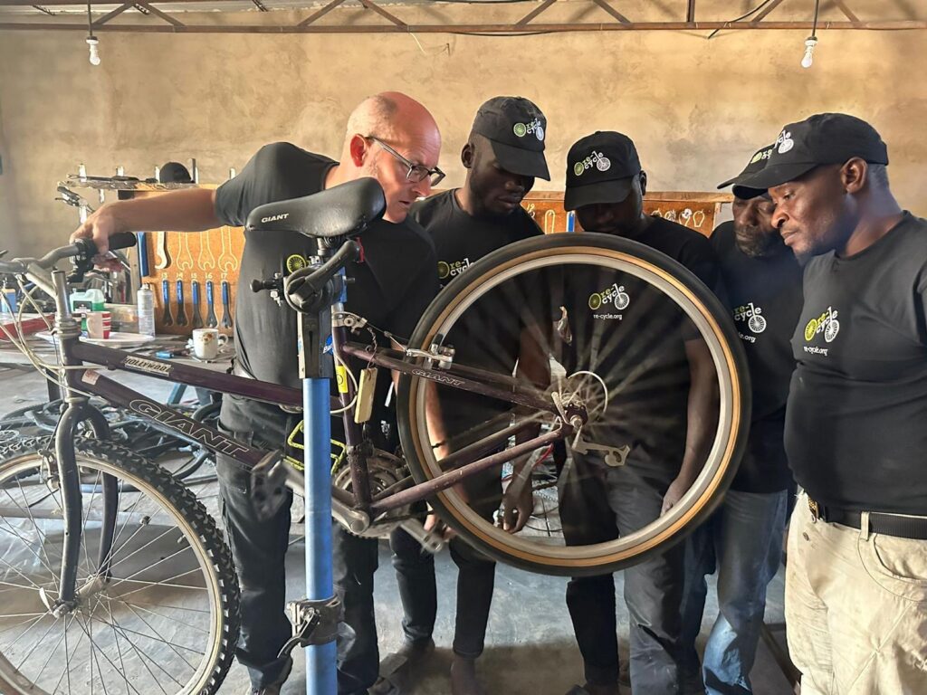 Training bike mechanic in Africa