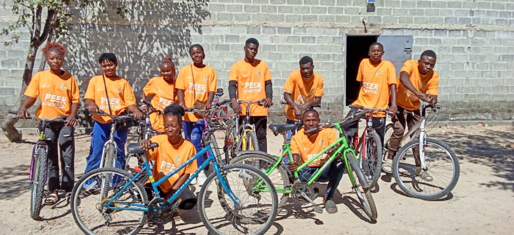 Peer Educators with the bicycles Re-Cycle Zambia