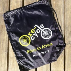 Black Re-Cycle Drawstring Bag 1
