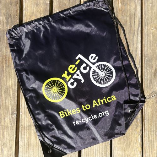 Black Re-Cycle Drawstring Bag 1