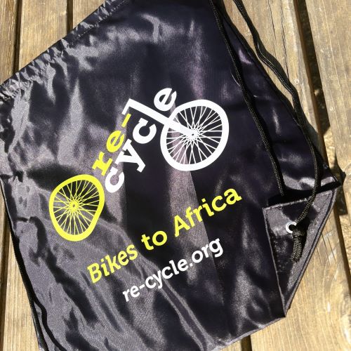Black Re-Cycle Drawstring Bag 2