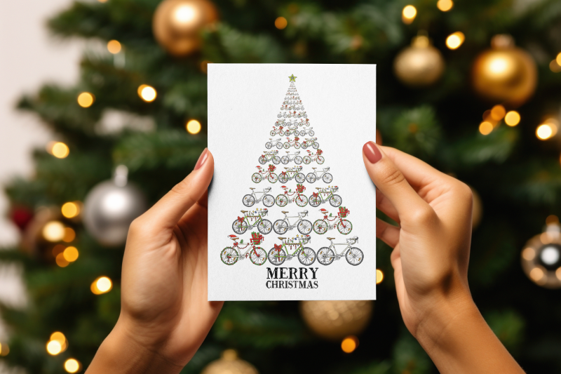 Christmas Bike Tree Charity Christma Card